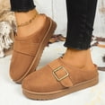 thumbnail image 1 of Caywon Women's Fashion Casual Winter Fleece-Lined Warm Indoor Outdoor Cotton Slippers Solid Color Round Toe Closed-Toe Thick Sole Flat Slippers Non-Slip for Cold Weather Daily Wear, 1 of 7
