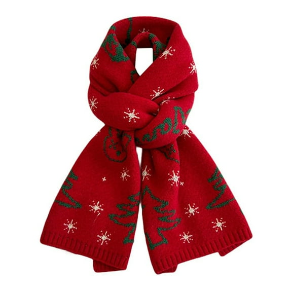Caywon Women's Fashion Christmas Snowflake Printed Extra Long Warm Knitted Scarf Soft Cozy Stylish Cold Weather Accessory Knitted Fabric Comfortable Gentle