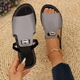 thumbnail image 1 of Caywon Women's Flat Sandals Dressy Comfortable Open Toe Slip On Summer Slides Shoes Leather Sandals Open Toe Vacation Slip on Slides, 1 of 7