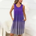 thumbnail image 1 of Caywon Women's Gradient Color Sleeveless Nightgown with Pocket Pleated Front Crew Neck Soft Long Sleep Dress Comfortable Homewear for Ladies Home Daily Wear, 1 of 7