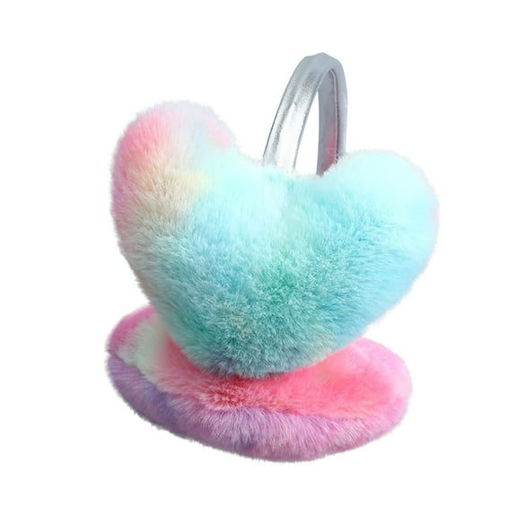 Caywon Women's Gradient Heart Shaped Winter Ear Protection Warm Earmuffs Antifreeze Ear Warmers Head Worn Plushes Earmuffs Cute Heart Design