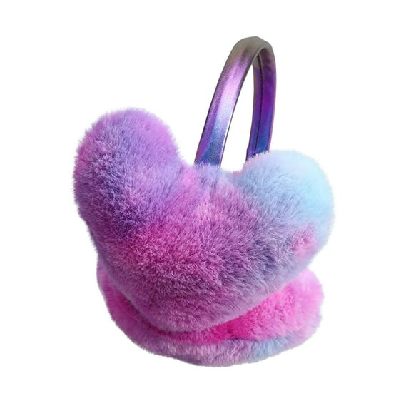 Caywon Women's Gradient Heart Shaped Winter Ear Protection Warm Earmuffs Antifreeze Ear Warmers Head Worn Plushes Earmuffs Cute Heart Design