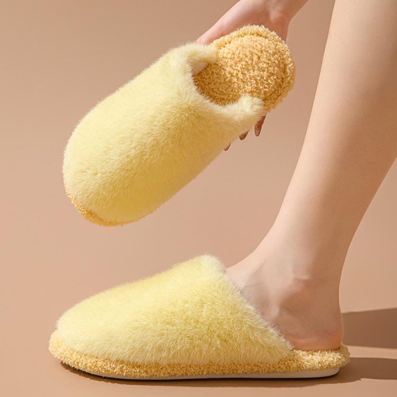 Caywon Women's Home Indoor Outdoor Solid Color Closed-Toe Cotton Slippers Warm Slippers Solid Design for Cold Weather Daily Wear