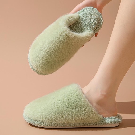 Caywon Women's Home Indoor Outdoor Solid Color Closed-Toe Cotton Slippers Warm Slippers Solid Design for Cold Weather Daily Wear
