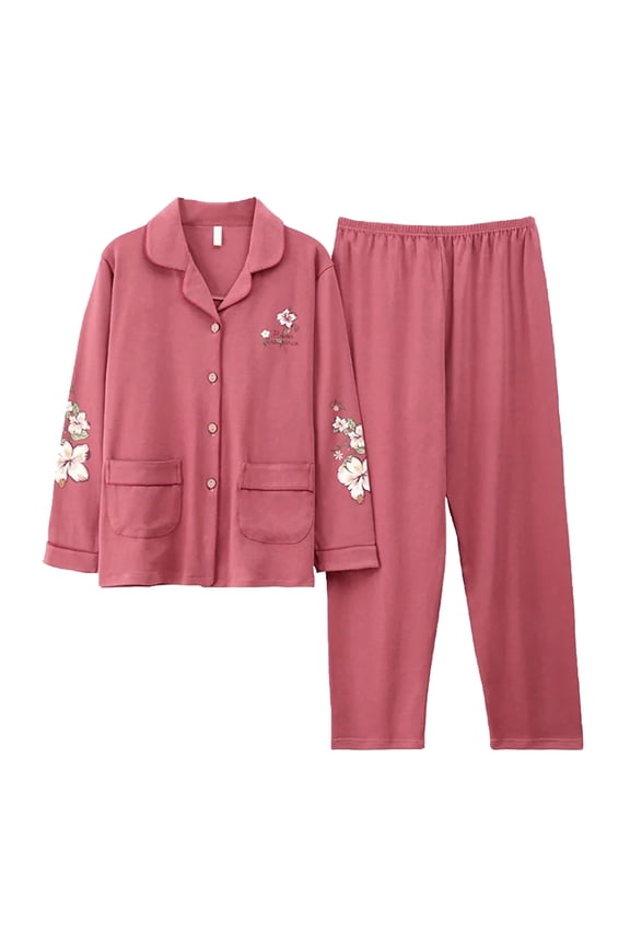 Women's Homewear Printed Pajama Set with Pockets Daily HomewearComfortable Soft Fabric Loose Fit for Sleep Relaxation Indoor Daily Use