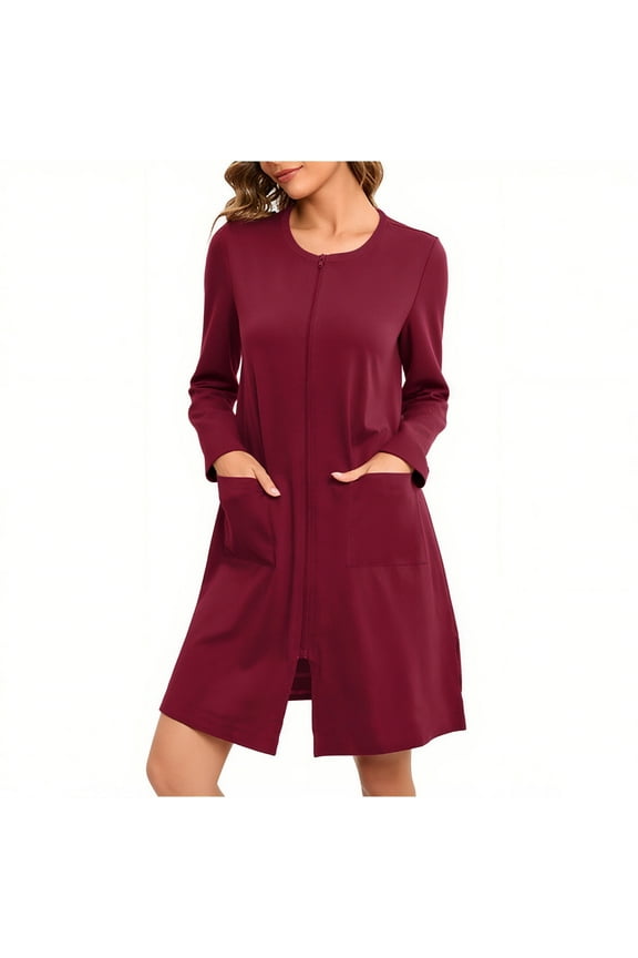 Women's Homewear Relaxed Long Sleeve Loose Pajama Robe Nightgown in Cozy Loose Fit for Maximum Comfortable for Lounging or Sleeping at Home