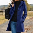 thumbnail image 1 of Caywon Women's Hooded Button Front Coat, Long Sleeve Casual Outerwear Jacket with Pockets, Relaxed Fit Everyday Fall Layering Coat, 1 of 6