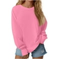 thumbnail image 1 of Caywon Women's Hoodie Solid Color Long Sleeve Blouse Round Neck Drop Shoulder Loose Fit Top Casual Fashion Comfortable Fabric Easy to Match, 1 of 6
