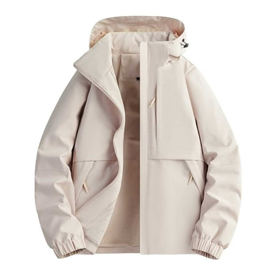 Caywon Women's Jacket Loose Solid Color Waterproof Single-Layer Outdoor Mountaineering Jacket Long-Sleeve Hooded Top Outerwear Breathable for Comfortable Hiking