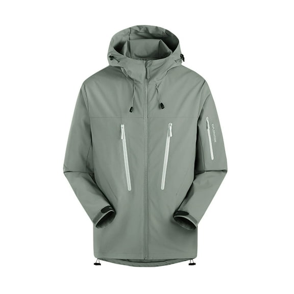 Caywon Women's Jacket Loose Solid Color Waterproof Single-Layer Outdoor Mountaineering Jacket Long-Sleeve Hooded Top Outerwear Breathable for Comfortable Hiking