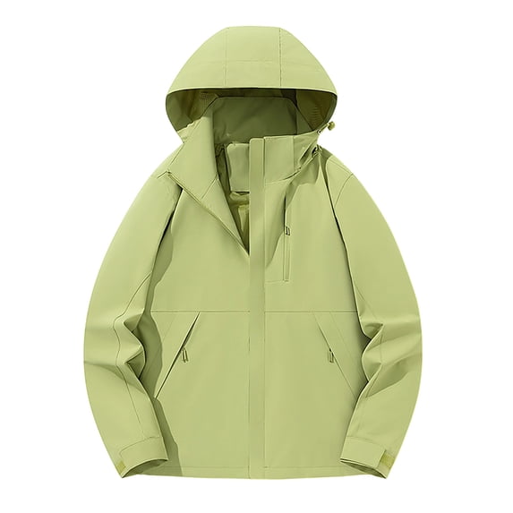 Caywon Women's Jacket Loose Solid Color Waterproof Single-Layer Outdoor Mountaineering Jacket Long-Sleeve Hooded Top Outerwear Breathable for Comfortable Hiking