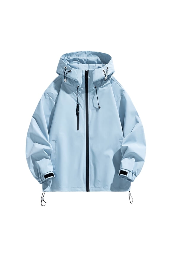 Women's Jacket Loose Solid Color Waterproof Single-Layer Outdoor Mountaineering Jacket Long-Sleeve Hooded Top Outerwear Breathable for Comfortable Hiking