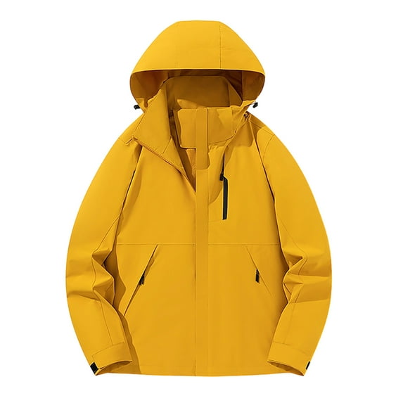 Caywon Women's Jacket Loose Solid Color Waterproof Single-Layer Outdoor Mountaineering Jacket Long-Sleeve Hooded Top Outerwear Breathable for Comfortable Hiking
