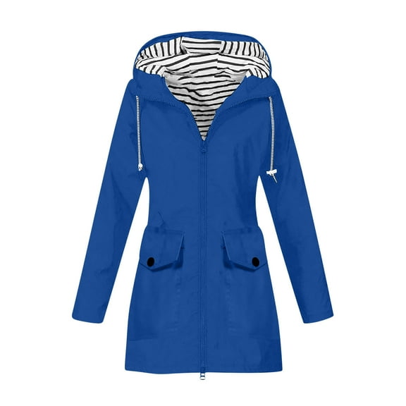 Caywon Women's Outdoor Waterproof Jacket Hooded Coat with Pockets Long-Sleeve Hooded Casual Jacket Suitable for Outdoor Activities Functional