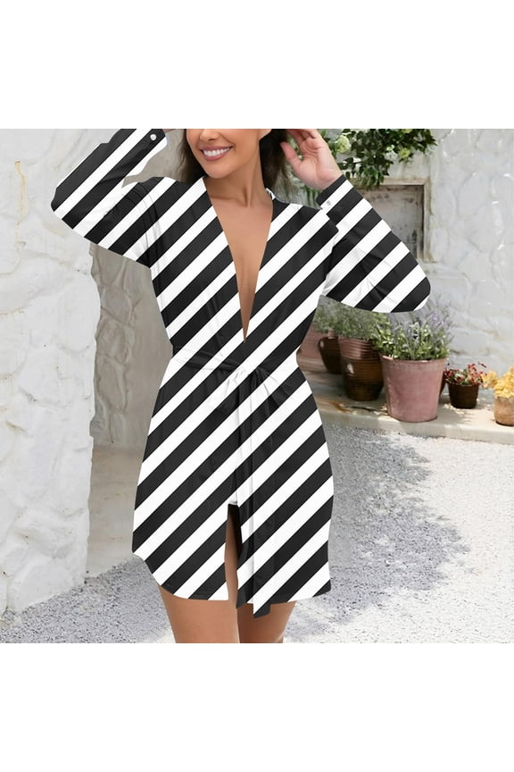 Women's Plus Size Winter Nightgown Home Wear Tie-Waist Robe Women's Casual Outerwear-Friendly Pajamas Soft Morning Robe