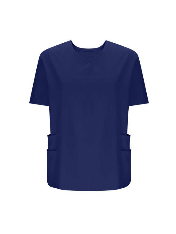 Women's Short Sleeve V-Neck UNIFORM Top with DOUBLE Front Patch Pockets LOOSE cut Breathable Work Uniform Shirt for Healthcare CAREER Wear