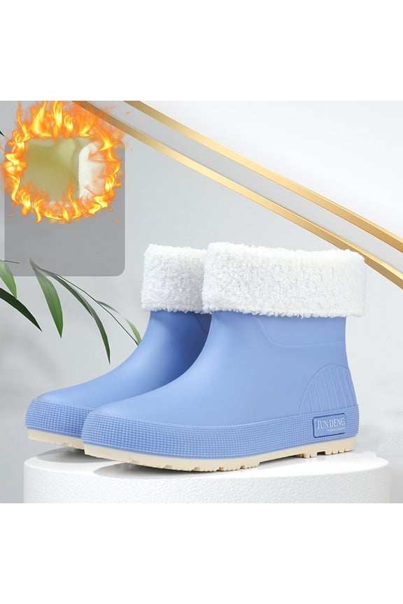 Women's Short-Top Rain Boots With Removable Covers Waterproof Comfortable Height-Increasing Heel For Fall And Winter