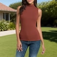 thumbnail image 1 of Caywon Women's Sleeveless Turtleneck Solid Color Slim Fit Tank Top Stretchy Basic Layering Top for Spring Autumn Daily Casual Inner Wear, 1 of 9