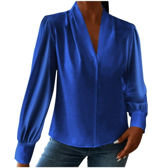 Caywon Women's Soft Satin Silk Shirt Ruffled Long Sleeve Work Shirt Top Fabric Comfortable Wear Fit For Daily Work and Formal​