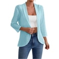 thumbnail image 1 of Caywon Women's Solid Color 3/4 Sleeve Hollow Out Casual Loose Cardigan Top for Spring and Summer Wear Suitable for Daily Outings Light Blue M, 1 of 7