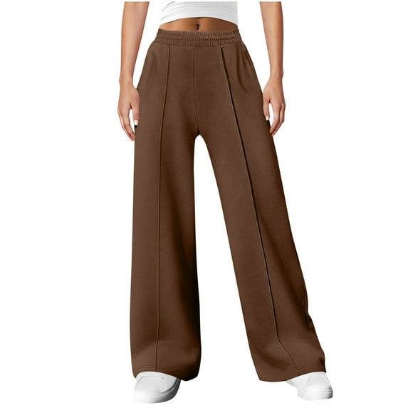 Caywon Women's Solid-Color Casual Loose Athletic Pants Sweatpants Long Trousers with Pockets for Lounging Working Out or Running Errands