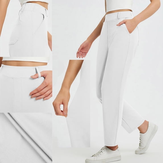 Caywon Women's Solid Color Casual Sports Elastic Waist Loose Pants with Side Pockets Full Length Sweatpants Breathable Stretchy Versatile for Daily Sports Leisure