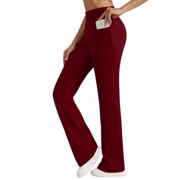 Caywon Women's Solid Color High Waist Elastic Waist Yoga Pants Stretchy Breathable Comfortable Wrinkle-proof for Workout Gym Daily Leisure Outdoor Wear