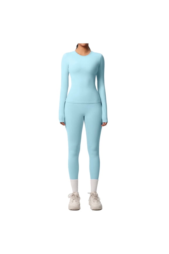 Women's Solid Color Long Sleeve Crew Neck Slim Fit Pants Yoga Stretchy Soft Fabric Comfortable for Workout Fitness Training Home Leisure
