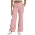 thumbnail image 1 of Caywon Women's Solid-Color Loose Wide-Leg Pants Casual Elastic Waist Pocket Trousers for Leisure Time Shopping or Beach Trips Elastic Waist Fits Various Body Types, 1 of 6