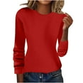 thumbnail image 1 of Caywon Women's Solid Color Round Neck Sweater Pullover Knit Top Solid Long Sleeve for Layering Wear for Spring Autumn Winter Daily Activities​, 1 of 6