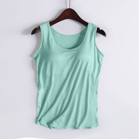 Caywon Women's Solid Color Ruched Side Camisole Tank Top with Built-In Wireless Bra Pads Yoga Sports Top for Workout Layering Daily Wear