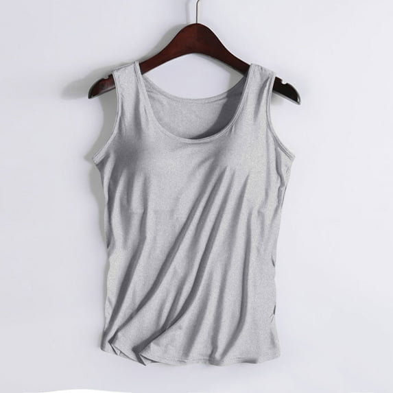 Caywon Women's Solid Color Ruched Side Camisole Tank Top with Built-In Wireless Bra Pads Yoga Sports Top for Workout Layering Daily Wear