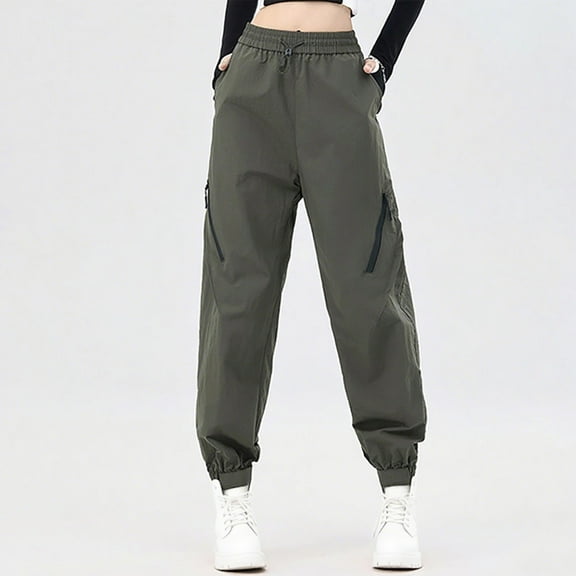 Caywon Women's Solid Color Versatile Waterproof Windproof Outdoor Sports Hiking Pants Full Length Stretchy for Camping Travel