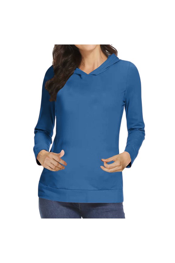 Women's Solid Crewneck Sweatshirt Long Sleeve Fitted Pullover Top Stretch Casual Basic Hooded Pullover Loose Fit Tops