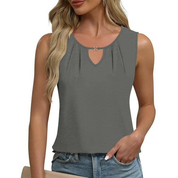 Caywon Women's Spring Summer Casual V Neck Sleeveless Tank Top Soft Breathable Lightweight Versatile Basic Top for Daily Casual Vacation Beach Outfit