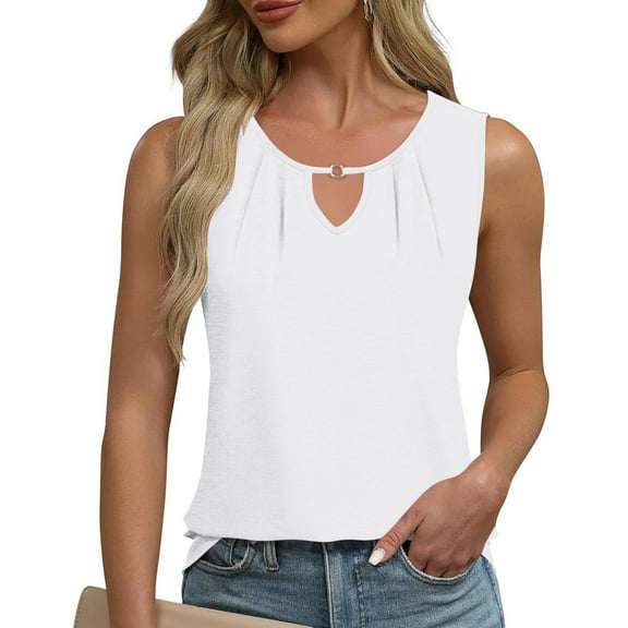 Caywon Women's Spring Summer Casual V Neck Sleeveless Tank Top Soft Breathable Lightweight Versatile Basic Top for Daily Casual Vacation Beach Outfit