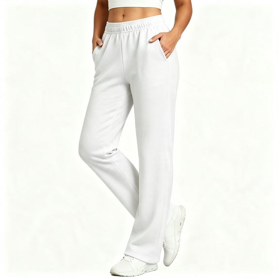 Caywon Women's Straight Leg Sweatpants High Waisted Lounge Pants with Pockets, Casual Elastic Waist Relaxed Fit Everyday Pants