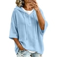 thumbnail image 1 of Caywon Women's Sweater, Hooded 3/4 Sleeve Button Front with Drawstring and Ribbed Trim, Loose Knit Casual Fall Winter Daily Wear for Women, 1 of 1