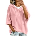 thumbnail image 1 of Caywon Women's Sweater, Hooded 3/4 Sleeve Button Front with Drawstring and Ribbed Trim, Loose Knit Casual Fall Winter Daily Wear for Women, 1 of 8