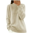 thumbnail image 1 of Caywon Women's Sweater Solid Color Semi-High Neck Round Neck Long Sleeve Versatile Elegant Knit Sweater Soft Comfortable for Autumn Winter Daily Wear, 1 of 6