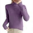thumbnail image 1 of Caywon Women's Sweater Solid Color Semi-High Neck Round Neck Long Sleeve Versatile Elegant Knit Sweater Soft Comfortable for Autumn Winter Daily Wear, 1 of 2