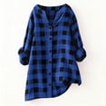 thumbnail image 1 of Caywon Women's V Neck Long Sleeve Plaid Button Down Shirt Top Loose Fit Breathable Fabric Comfortable for Daily Office Wear, 1 of 6