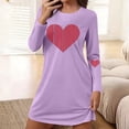 thumbnail image 1 of Caywon Women's Valentine's Day Heart Print Long Sleeve Crew Neck Loose Short Sleep Dress Soft Festive Casual Nightgown Homewear for Ladies Holiday Wear, 1 of 6