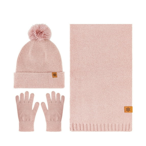 Caywon Women's Winter Double Layer Fleece Lined Thickened Warm Wool Hat Scarf Gloves Three Piece Set Clothing Matching Set Coordinated Design