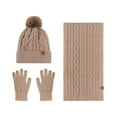 thumbnail image 1 of Caywon Women's Winter Double Layer Fleece Lined Thickened Warm Wool Hat Scarf Gloves Three Piece Set Clothing Matching Set Coordinated Design, 1 of 5