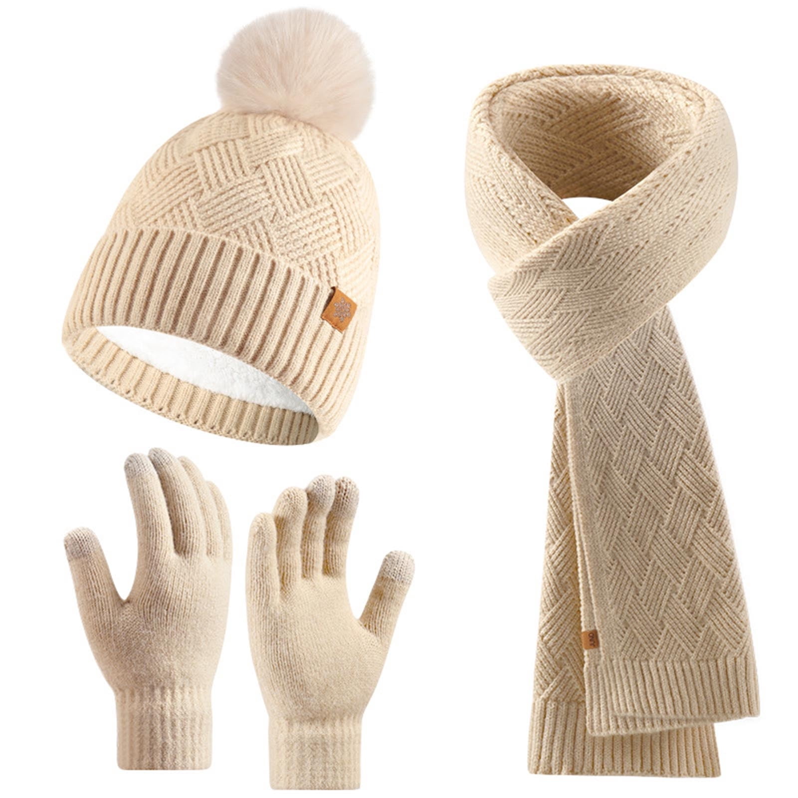 Caywon Women's Winter Double Layer Fleece Lined Thickened Warm Wool Hat