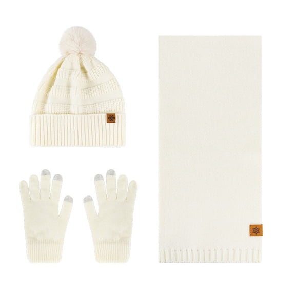 Caywon Women's Winter Double Layer Fleece Lined Thickened Warm Wool Hat Scarf Gloves Three Piece Set Clothing Matching Set Coordinated Design