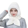 thumbnail image 1 of Caywon Women's Winter Solid Color Hat and Scarf Set Warm Cold Proof Neck Gaiter Ear Protection Hat 2 in 1 Design Saves Matching Time, 1 of 3