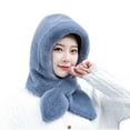 thumbnail image 1 of Caywon Women's Winter Solid Color Hat and Scarf Set Warm Cold Proof Neck Gaiter Ear Protection Hat 2 in 1 Design Saves Matching Time, 1 of 3