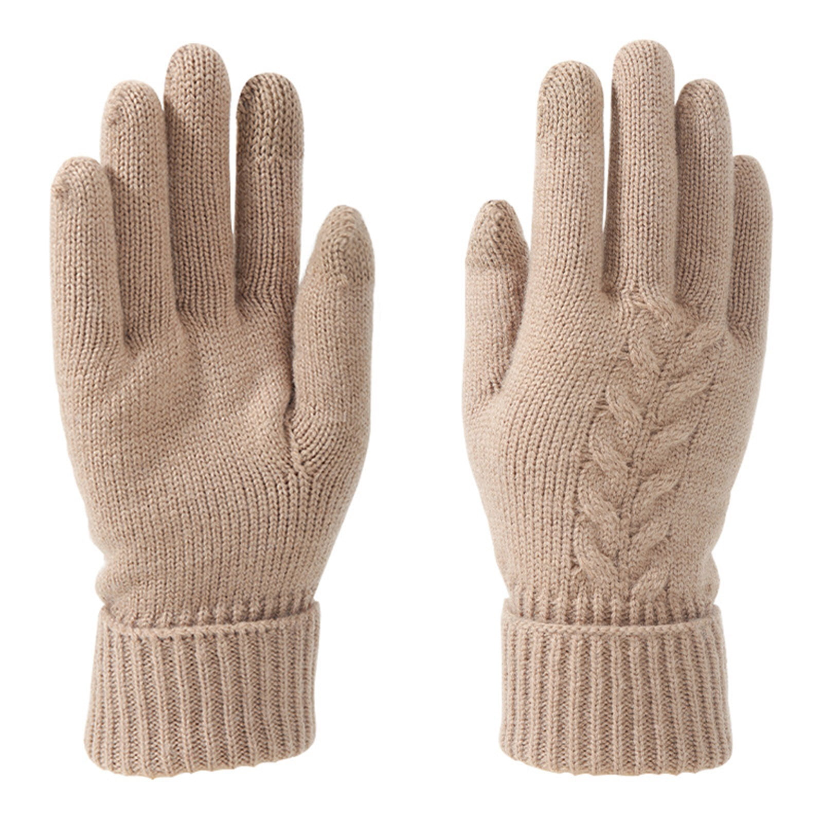 Caywon Women's Winter Solid Color Warm Touchscreen Gloves Wool Knitted ...